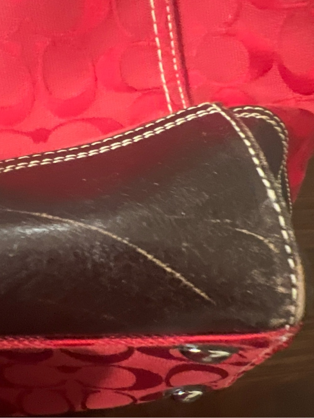 Vintage Y2K Coach Hamptons red signature Carryall Sat… - Gem